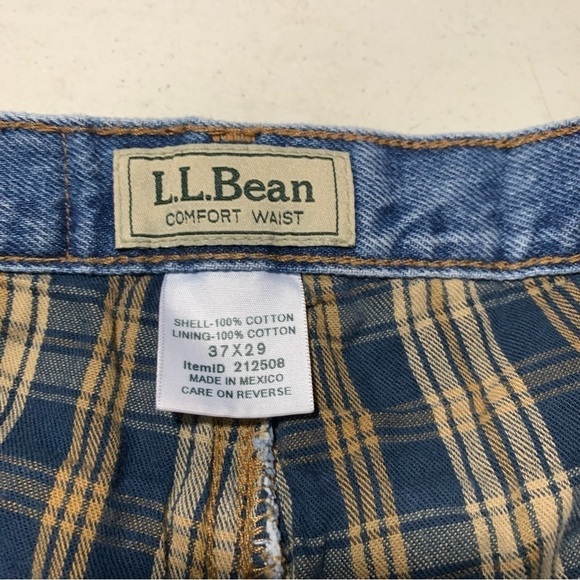 LL Bean Lined Comfort Waist Insulated Jeans Mens Size 37x29 Blue - Picture 2 of 4